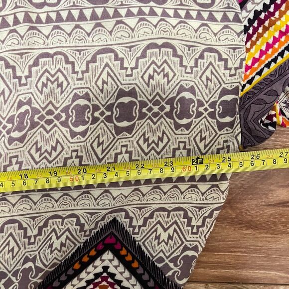 Bobeau Open Kimono Top Size M Beige Orange Light Poncho Bohemian Layering Aztec - Picture 4 of 6